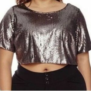 Ashley Nell Tipton for Boutique Sequin Crop Top Blouse Size 0